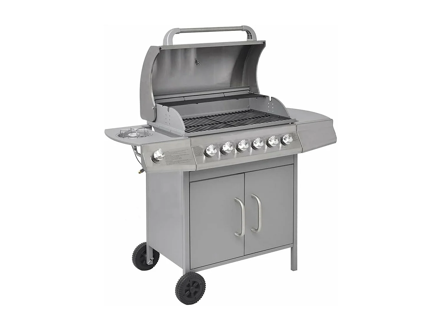 Barbecue à gaz 6 + 1 zone de cuisson Argenté