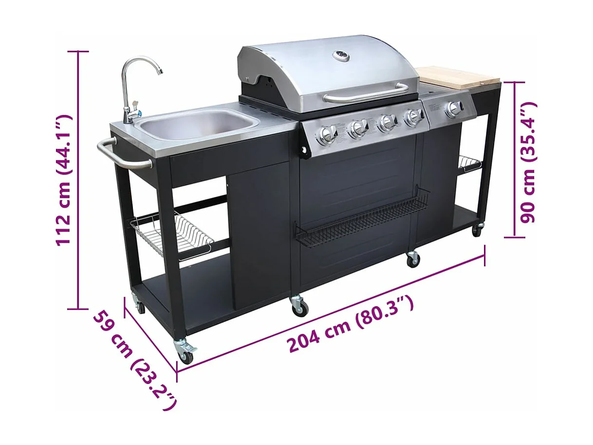 Barbecue de cuisine d'extérieur Montana 4 brûleurs