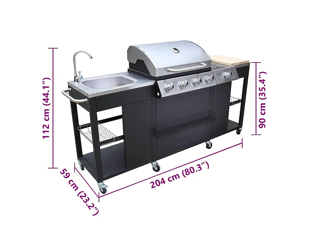 Barbecue da Cucina per Esterni Montana 4 Fornelli