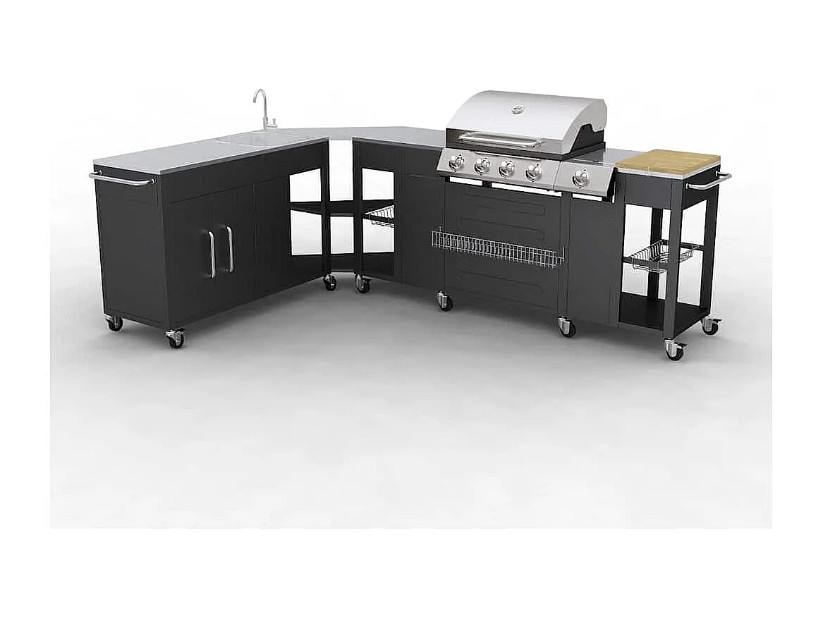 Barbecue a gas Montana, cucina portabile 4 bruciatori +1