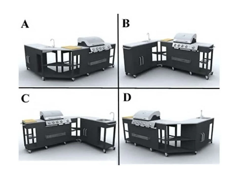 Barbecue a gas Montana, cucina portabile 4 bruciatori +1