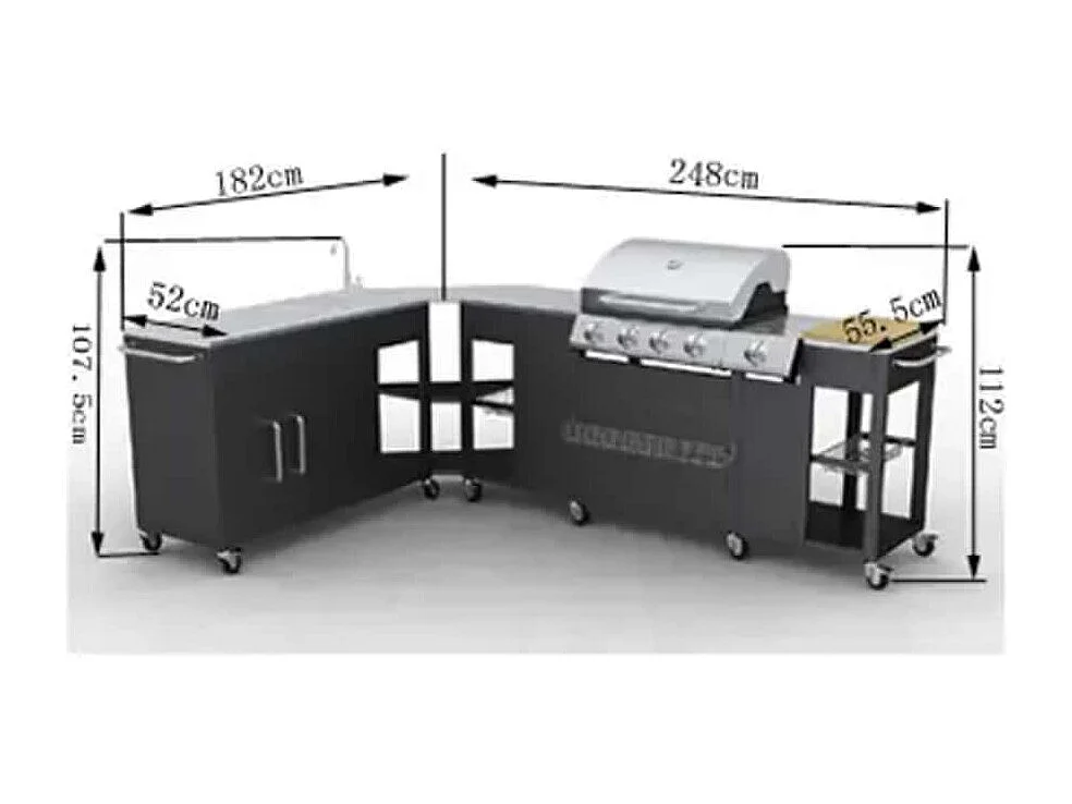 Barbecue a gas Montana, cucina portabile 4 bruciatori +1