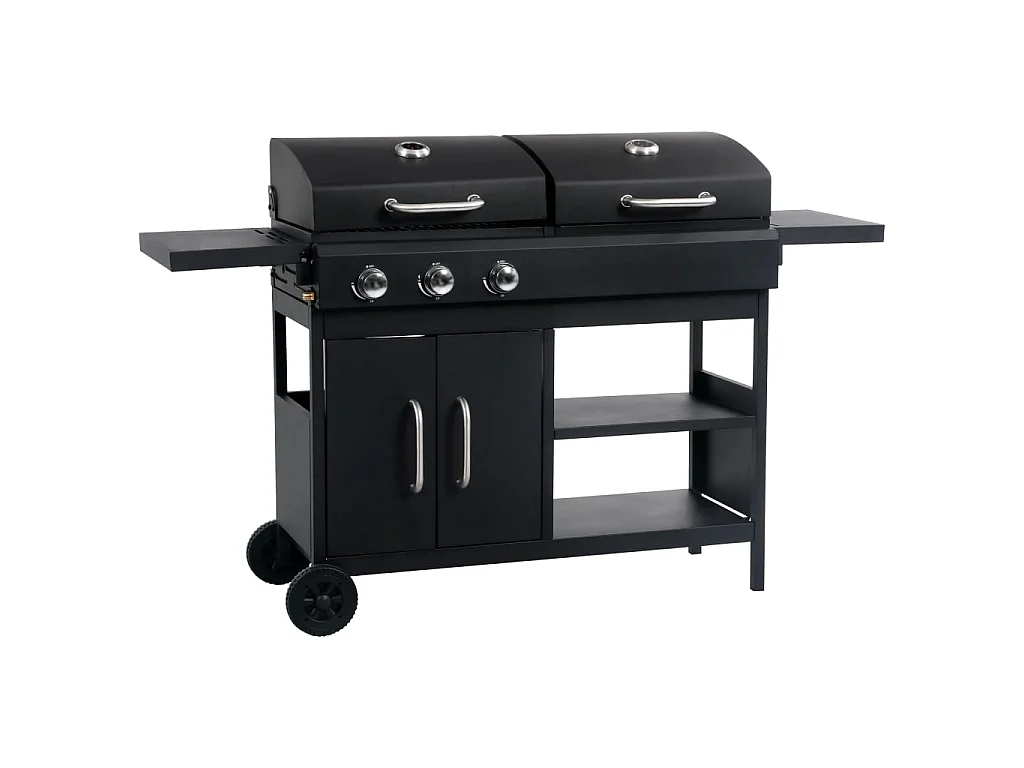 Barbecue Combinato Carbone e Gas 3 Fuochi