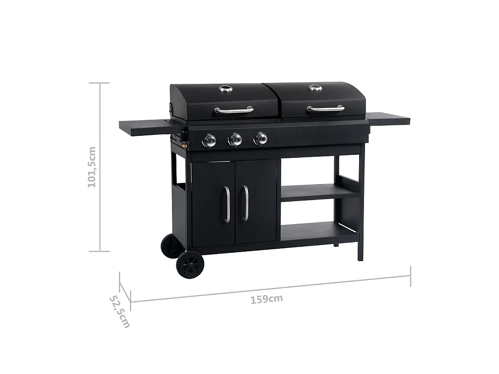 Barbecue Combinato Carbone e Gas 3 Fuochi