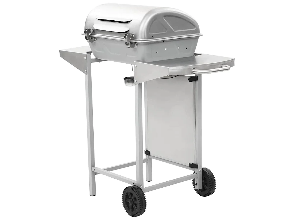 Barbecue a Gas con Griglia 2 Fornelli Argento Acciaio Inox