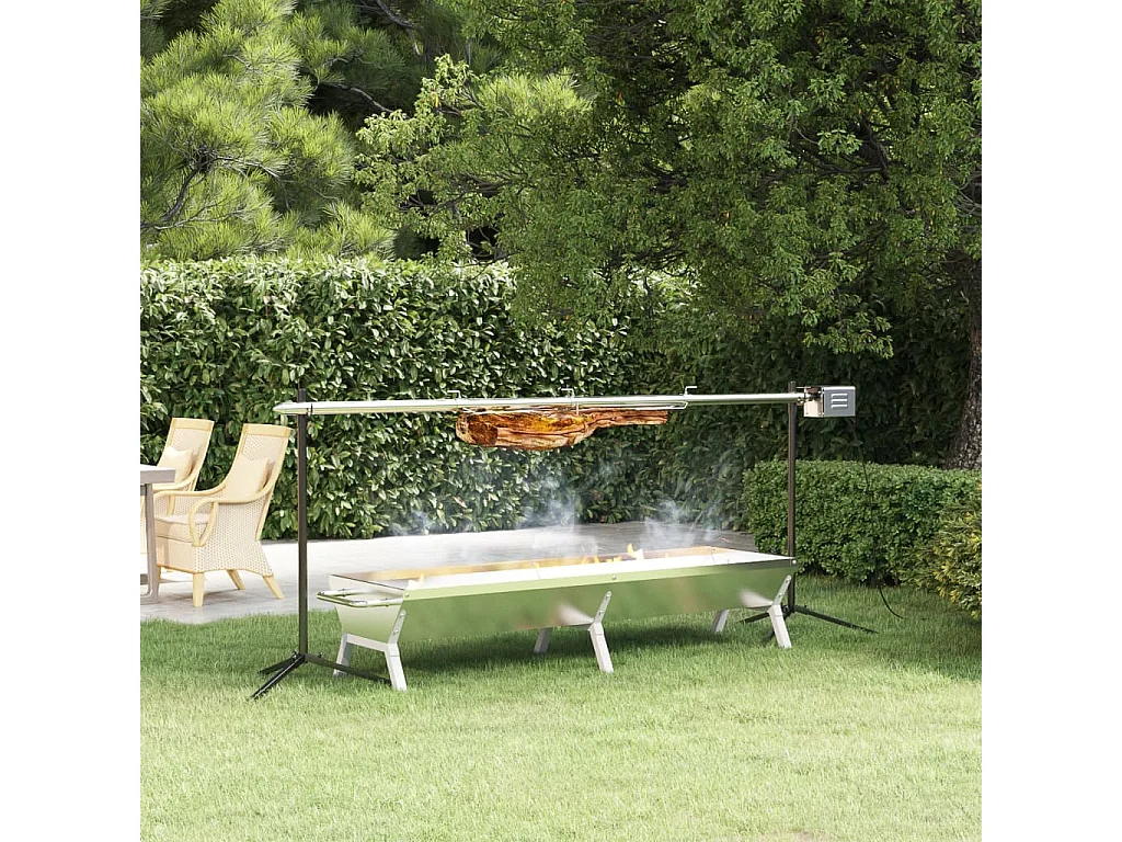 Vassoio per Barbecue Argento 158x42x31 cm Acciaio Inox