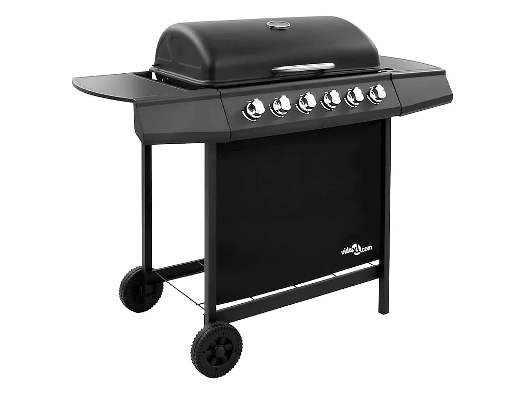 Barbecue gril à gaz avec 6 brûleurs Noir