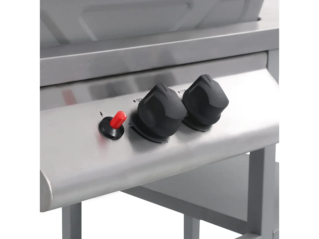 Gasbarbecue met 3-laags zijtafel zwart en zilverkleurig