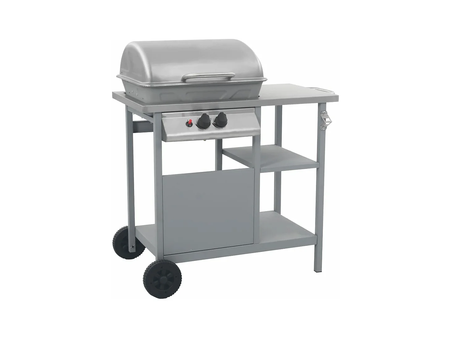 Gasbarbecue met 3-laags zijtafel zwart en zilverkleurig