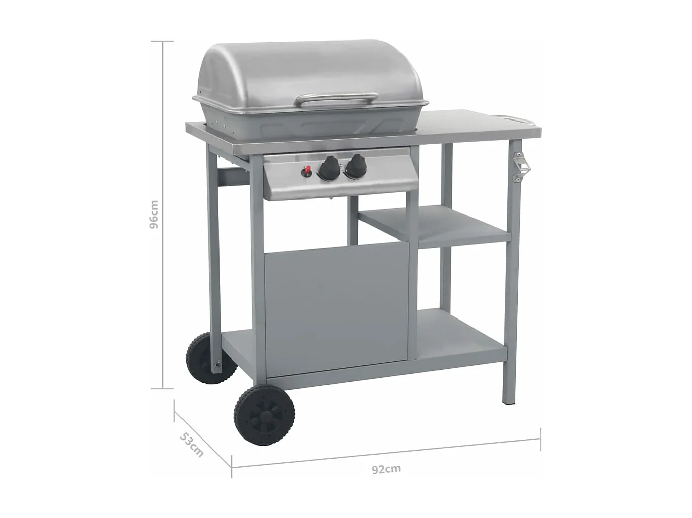 Gasbarbecue met 3-laags zijtafel zwart en zilverkleurig