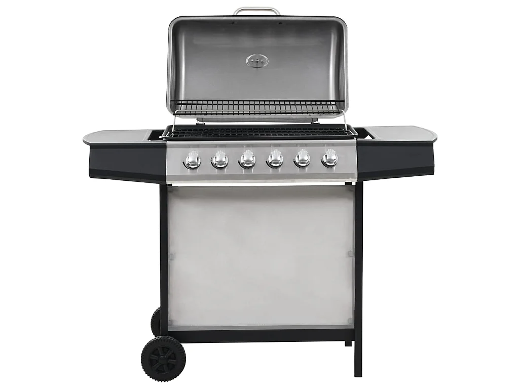 Barbecue Griglia a Gas 6 Fornelli Acciaio Inossidabile Argento