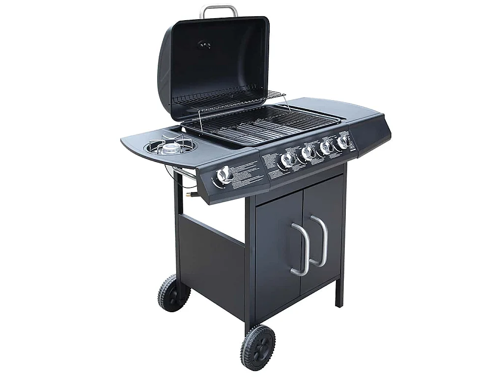 Barbecue e Griglia a Gas 4+1 Fornelli Nero