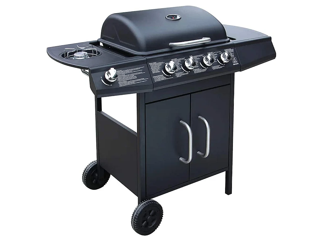 Barbecue e Griglia a Gas 4+1 Fornelli Nero