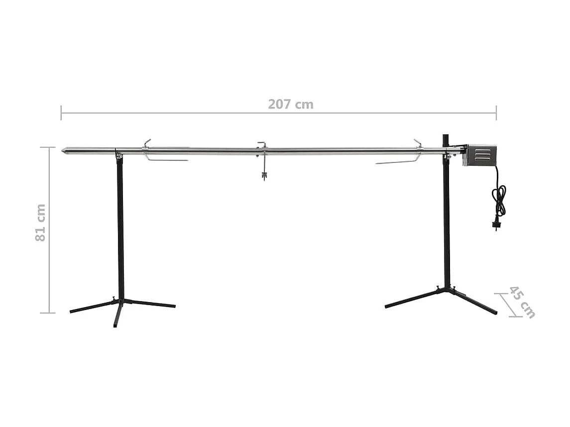 Barbacoa grill automática motor acero inoxidable 207x45x81 cm