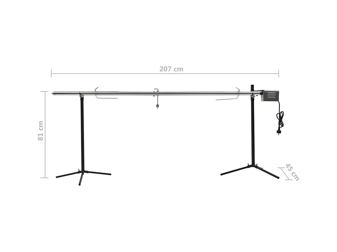 Gril de barbecue automatique avec moteur Inox 207x45x81 cm