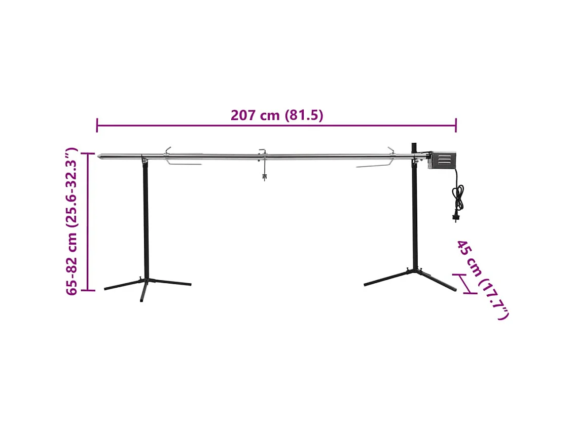 Gril de barbecue automatique avec moteur Inox 207x45x81 cm