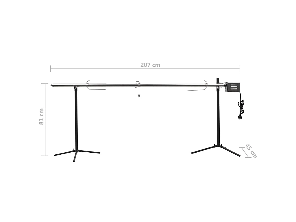 Gril de barbecue automatique avec moteur Inox 207x45x81 cm
