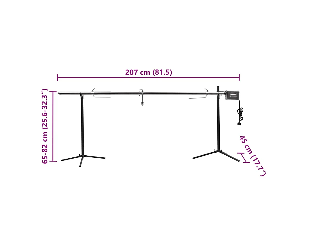 Gril de barbecue automatique avec moteur Inox 207x45x81 cm