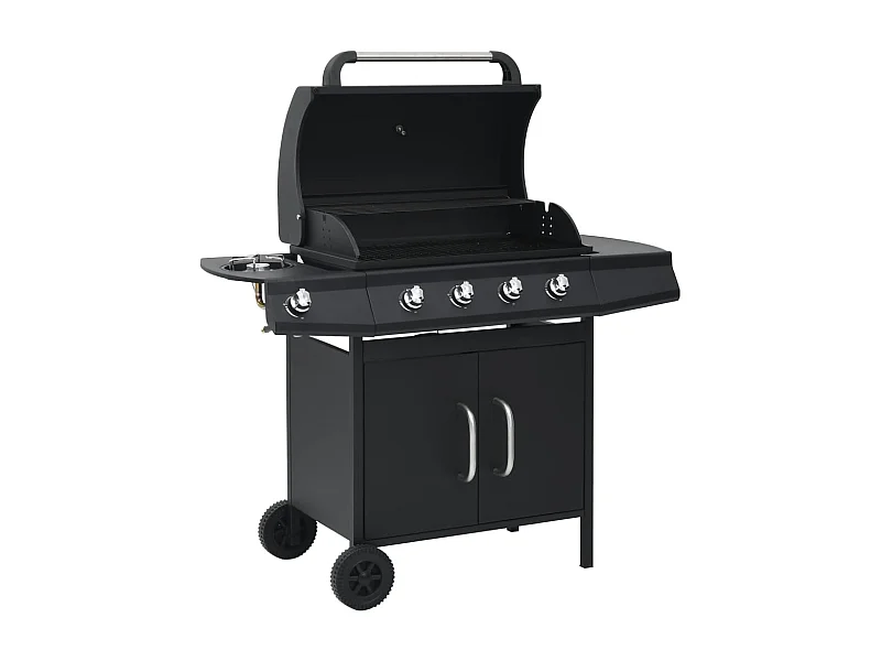 Barbecue à gaz 4+1 zones de cuisson Noir Acier