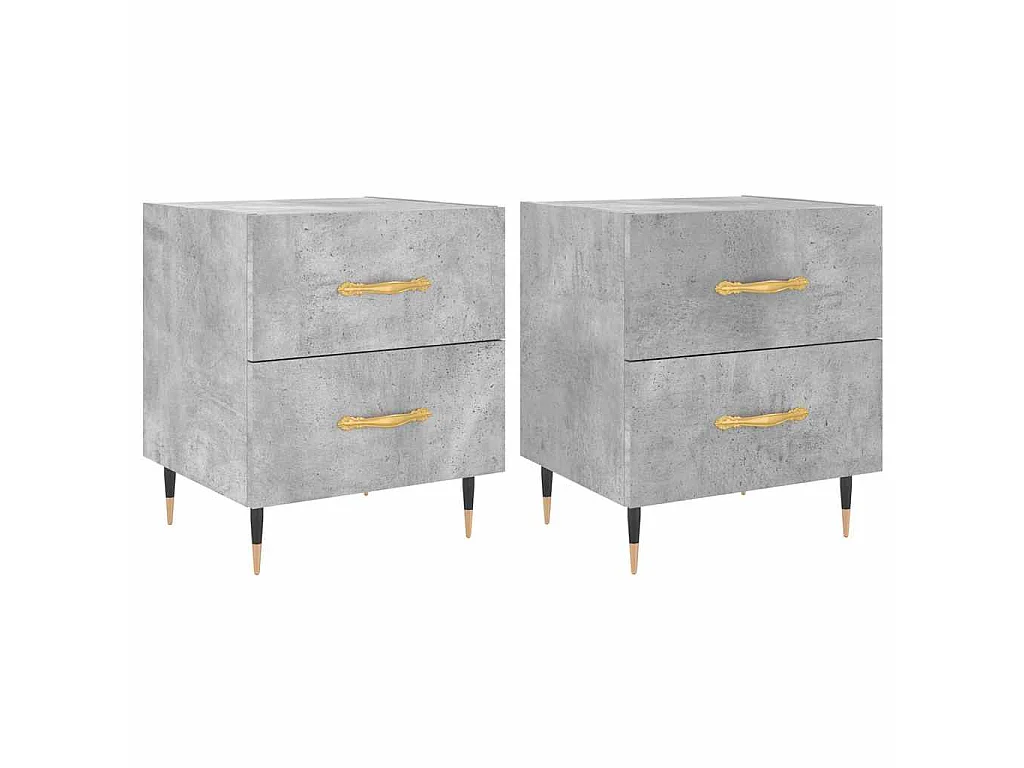 Nachttische 2 Stk. Betongrau 40x35x47,5 cm Holzwerkstoff
