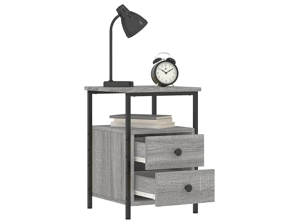 Comodino Grigio Sonoma 34x35,5x50 cm in Legno Multistrato