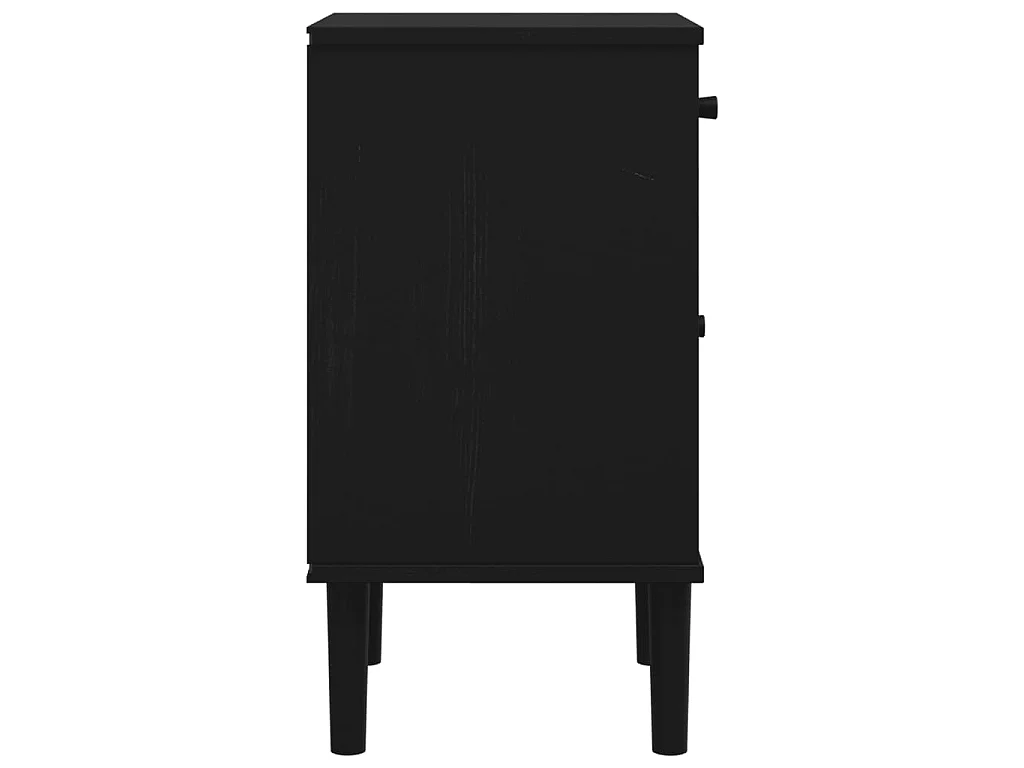Nachttisch SENJA Rattan-Look Schwarz 40x35x65 Massivholz Kiefer