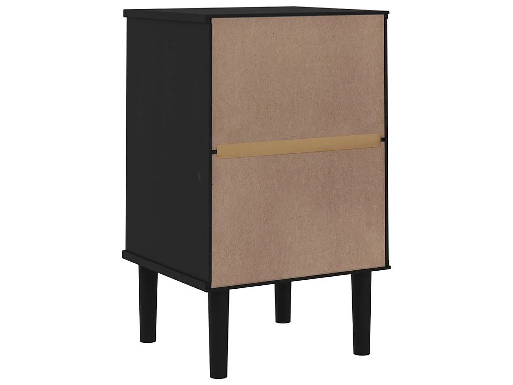 Nachttisch SENJA Rattan-Look Schwarz 40x35x65 Massivholz Kiefer