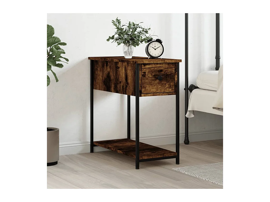 Nachtkastje 30x60x60 cm bewerkt hout gerookt eikenkleurig