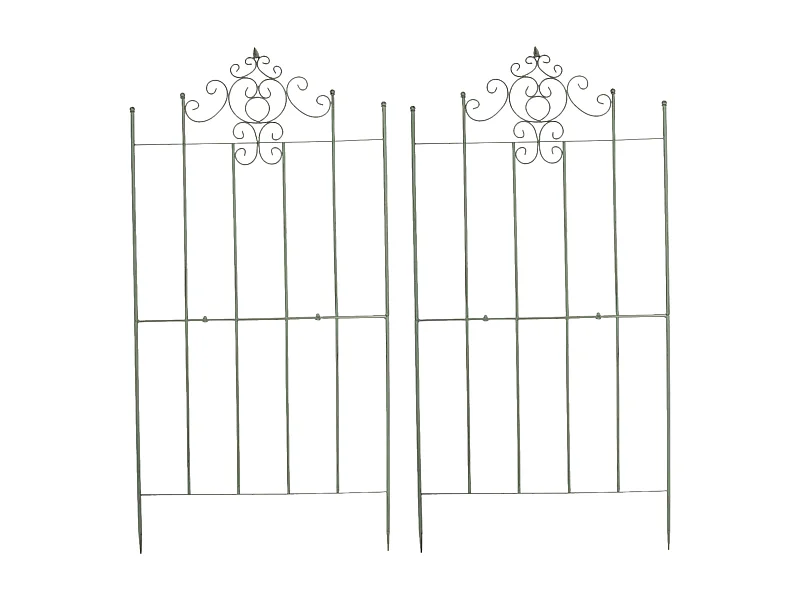 Lot de 2  Treillis - Métal & Métal - Vert antique - Paula