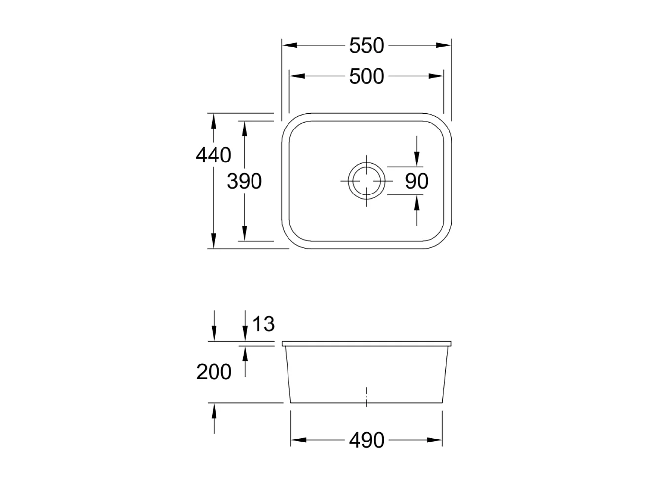 Evier 1 bac VILLEROY ET BOCH Cisterna 60C Timber CeramicPlus avec vidage manuel