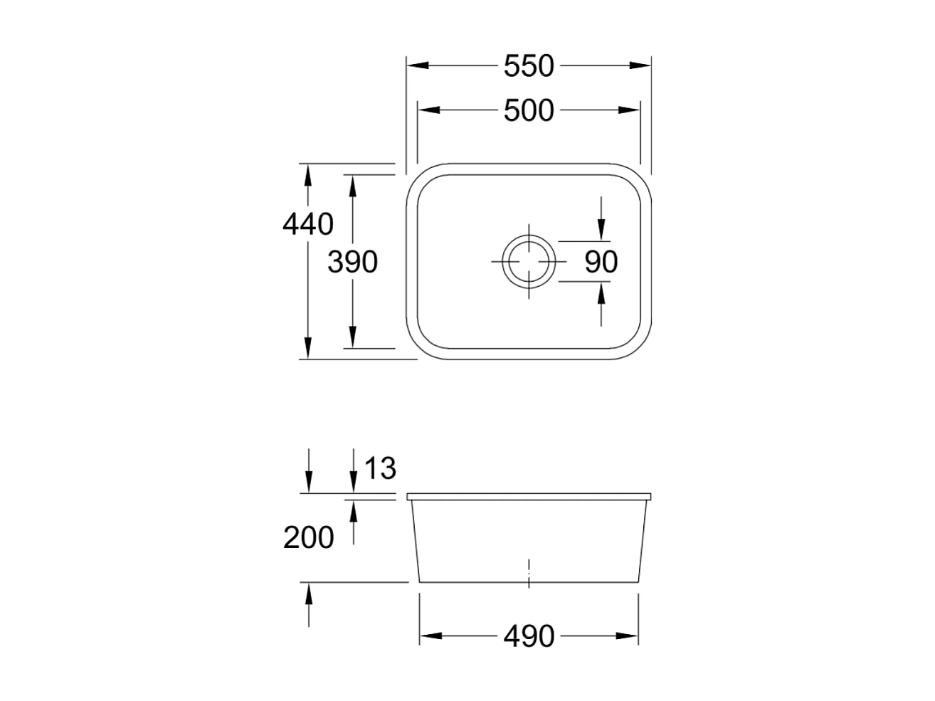 Evier 1 bac VILLEROY ET BOCH Cisterna 60C Timber CeramicPlus avec vidage manuel