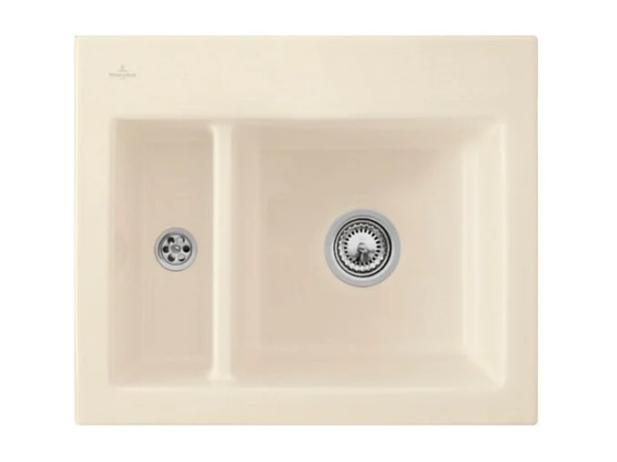 Evier 1 cuve et demi VILLEROY ET BOCH Subway 60 XM 62 x 51 cm sans egouttoir Ivory CeramicPlus avec vidage manuel