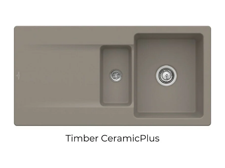 Evier 1 bac 1/2 VILLEROY ET BOCH Siluet 60 R Timber CeramicPlus avec vidage manuel