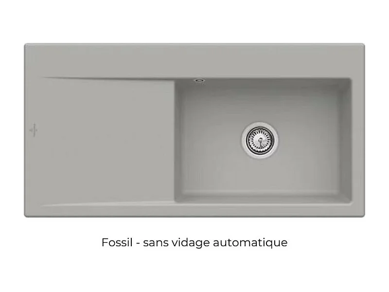 Evier a encastrer 1 bac VILLEROY ET BOCH Subway Style 60 egouttoir à droite vidage manuel Fossil CeramicPlus