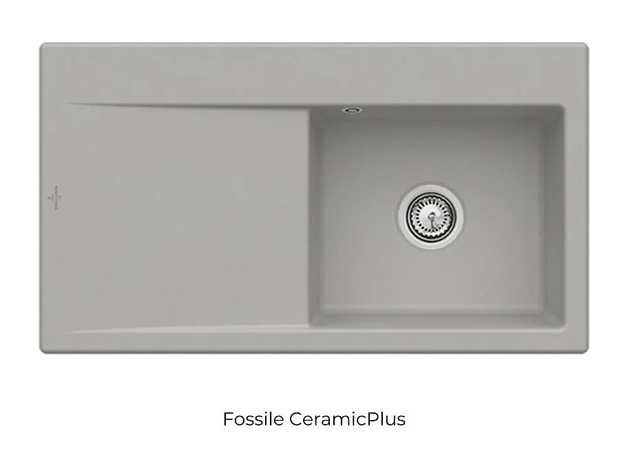 Evier cuve à droite avec vidage VILLEROY ET BOCH Subway 50, fossile ceramic plus