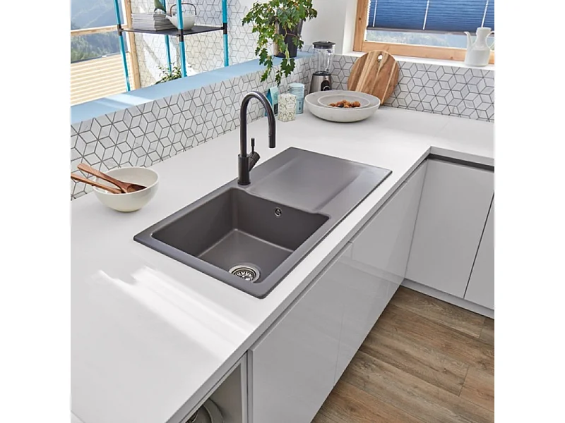 Evier VILLEROY ET BOCH Siluet 60 Almond CeramicPlus avec vidage automatique