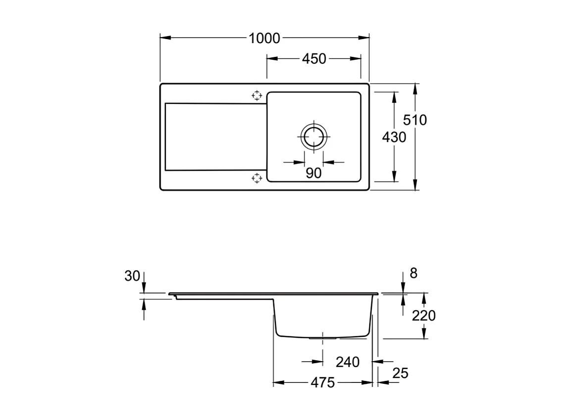 Evier VILLEROY ET BOCH Siluet 60 Timber CeramicPlus avec vidage automatique