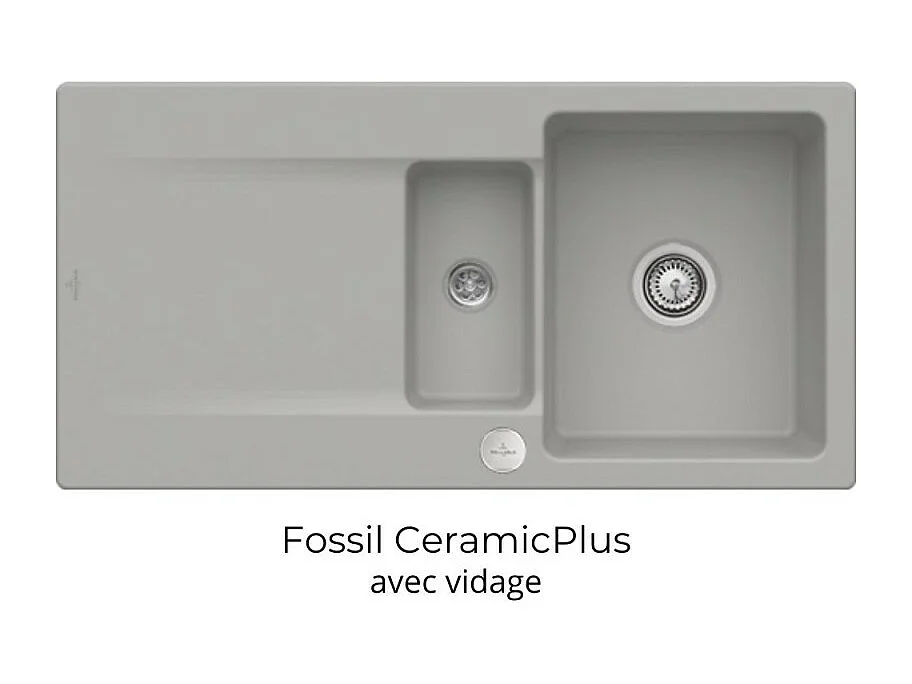 Evier 1 bac 1/2 VILLEROY ET BOCH Siluet 60 R Fossile CeramicPlus
