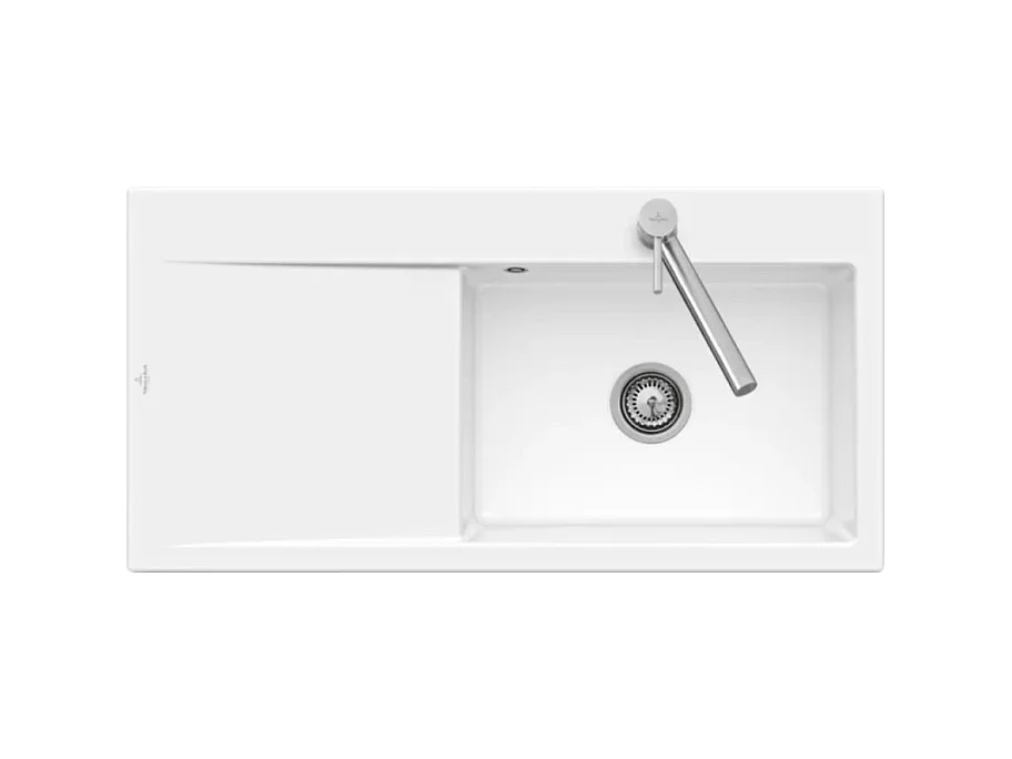 Evier a encastrer 1 bac VILLEROY ET BOCH Subway Style 60 egouttoir à gauche vidage manuel Blanc CeramicPlus