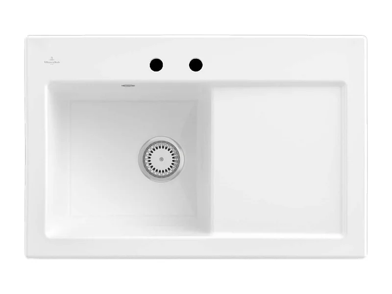 Evier 1 bac avec egouttoir a droite VILLEROY ET BOCH Subway Pure 45 78 x 51 cm Blanc sans vidage