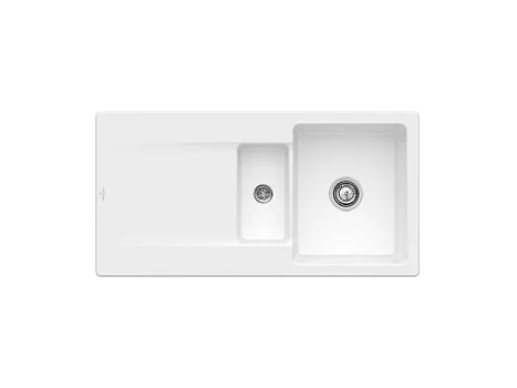 Evier 1 bac 1/2 VILLEROY ET BOCH Siluet 60 R Stone White CeramicPlus avec vidage automatique