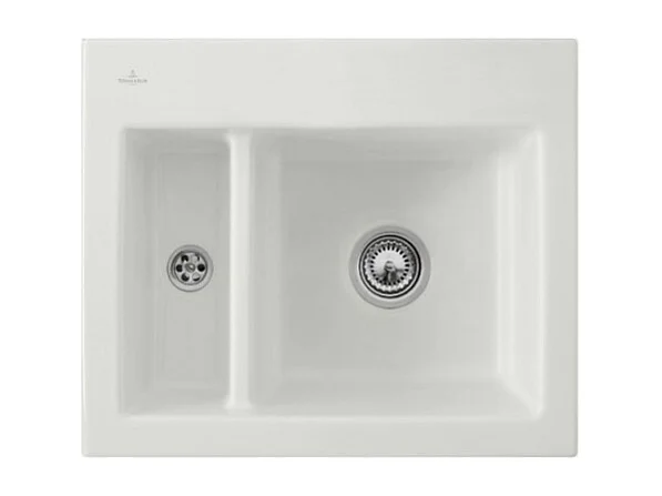 Evier 1 cuve et demi VILLEROY ET BOCH Subway 60 XM 62 x 51 cm sans egouttoir Steam CeramicPlus avec vidage manuel