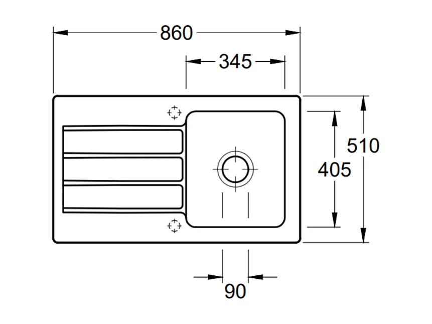 Evier 86 x 51 cm VILLEROY ET BOCH Architectura 50 Fossile
