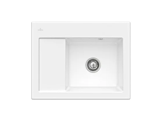 Evier 1 bac VILLEROY ET BOCH Subway 45 Compact 65 x 51 cm egouttoir a gauche Snow White CeramicPlus