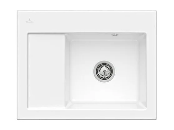 Evier 1 bac VILLEROY ET BOCH Subway 45 Compact 65 x 51 cm egouttoir a gauche Snow White CeramicPlus