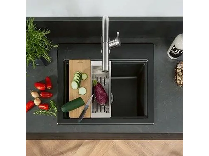 Evier VILLEROY ET BOCH Subway Style 60 S Blanc CeramicPlus vidage automatique finition anthracite