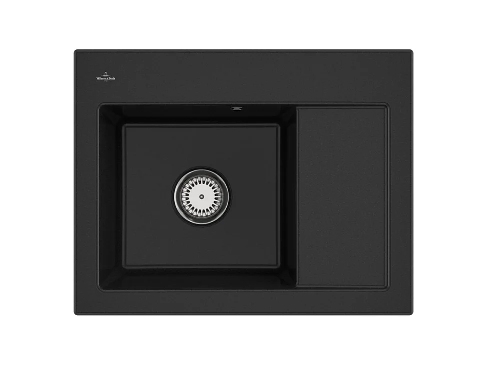 Evier 1 bac VILLEROY ET BOCH Subway 45 Compact 65 x 51 cm egouttoir a droite Chromite CeramicPlus avec vidage automatique