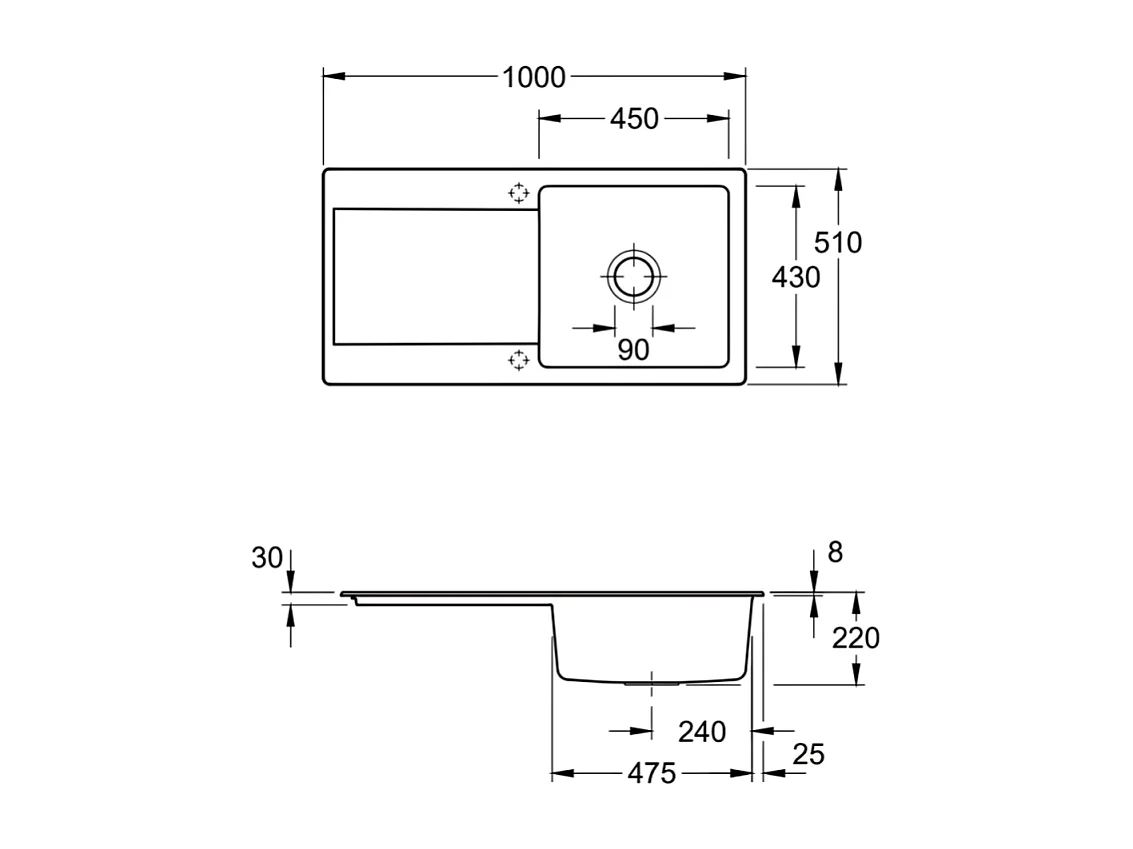 Evier VILLEROY ET BOCH Siluet 60 Almond CeramicPlus avec vidage manuel