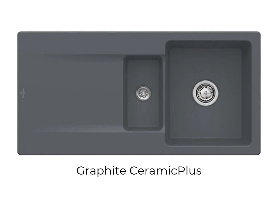 Evier 1 bac 1/2 VILLEROY ET BOCH Siluet 60 R Graphite CeramicPlus avec vidage manuel