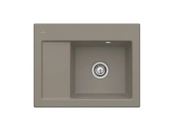 Evier 1 bac VILLEROY ET BOCH Subway 45 Compact 65 x 51 cm egouttoir a gauche Timber CeramicPlus